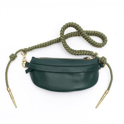 Women Chest Bags Fashion Weaving Belt Messenger Bag Casual PU Leather Sling Bag Female Zipper Phone Wallet Waist Packs