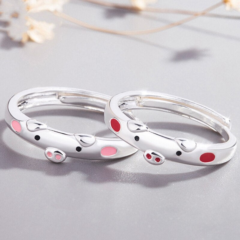 1Pcs Creative Cute Pink Red Pig Rings Popular Lucky Piggy Animal  Couple Opening Ring Women Man Jewelry Lover's Gifts Adjustable