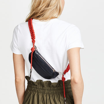 Women Chest Bags Fashion Weaving Belt Messenger Bag Casual PU Leather Sling Bag Female Zipper Phone Wallet Waist Packs