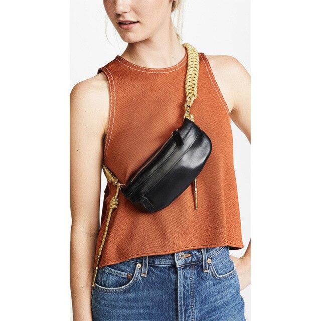 Women Chest Bags Fashion Weaving Belt Messenger Bag Casual PU Leather Sling Bag Female Zipper Phone Wallet Waist Packs