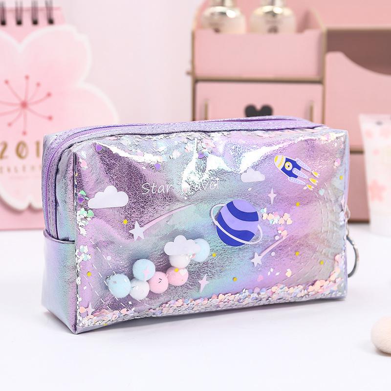 Star Pencil Case Glitter Large Capacity Pencilcase Laser Cosmetic Bag
