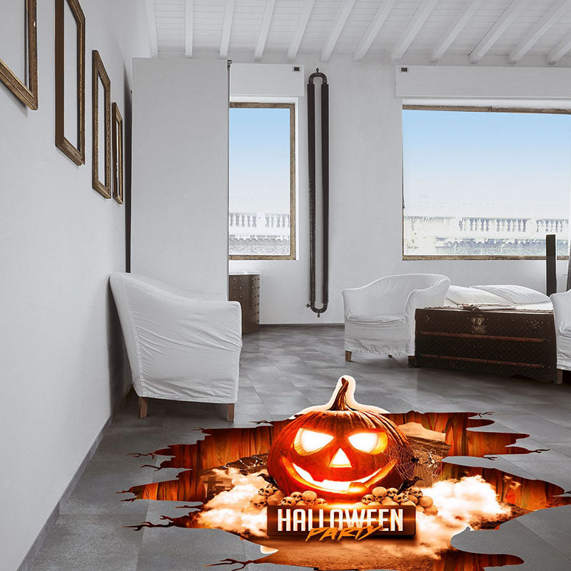 Halloween 3D Stickers View Scary Pumpkin Shaped Window Floor Stickers Halloween Decoration Poster PVC Removable Decal for Kids