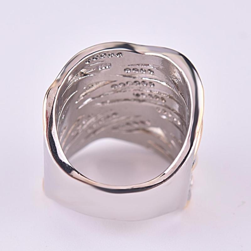 Multi-layer Gold Two-tone Ring High Quality Simulation Crystal Silver Color Wedding Rings For Women Bagues Pour Femme