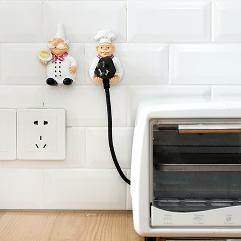 2pcs/lot Cute Self Adhesive Wall Plug Holder Self Adhesive Plug Hook Kitchen Plug Hanger KCBII011303X2